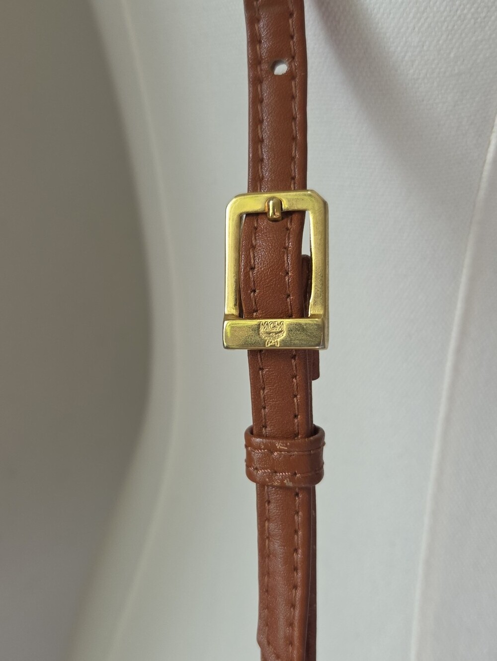 MCM Cognac Monogram Barrel Crossbody Bag - Picture 9 of 13